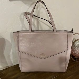 Kate Spade Mauve Pebbled Leather And Suede Tote